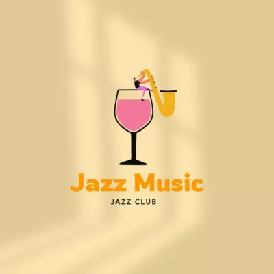 Jazz Club Ad with Trumpet in Cocktail Music Logos