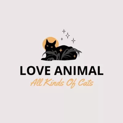 Cute Black Cat Сat Logos