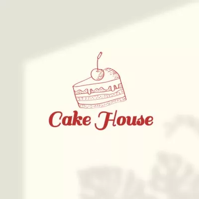 Bakery Ad with Yummy Cake Food Logos