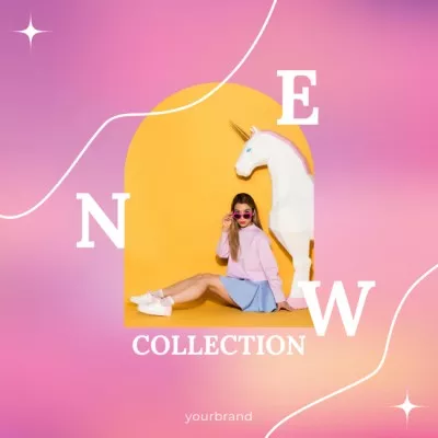 New Collection Proposal with Woman and Unicorn Instagram Ads