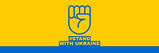 Fist Sign and Phrase Stand with Ukraine
