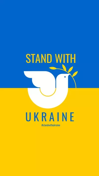 Pigeon with Phrase Stand with Ukraine