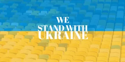 We Stand and Support Ukraine in Yellow and Blue Colors