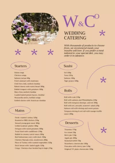 Wedding Catering Services Offer Wedding Menus Maker