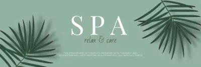 Spa Salon Ad with Green Leaves Twitter Headers
