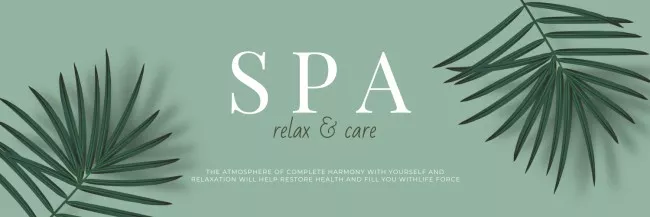 Spa Salon Ad with Green Leaves