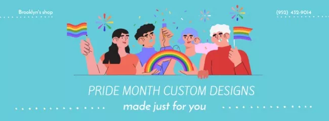 LGBT Shop Ad with People holding Flags