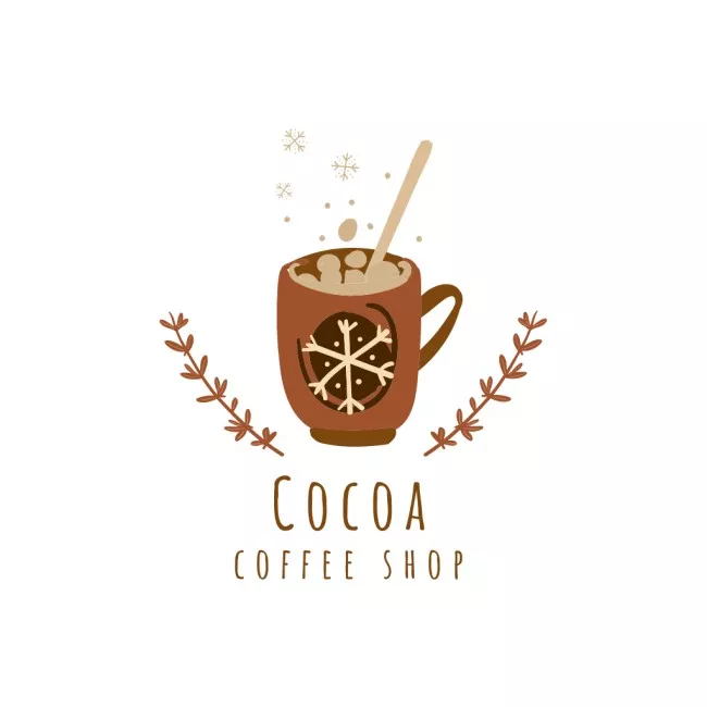 Emblem of Coffee Shop with Cup of Cocoa