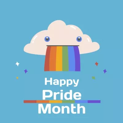 Pride Month Illustrated Greeting on Blue