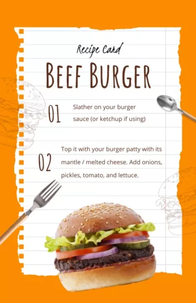 Delicious Burger Cooking Ingredients Recipe Cards