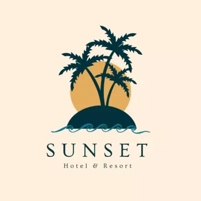 Emblem of Hotel on Seashore Tree Logos