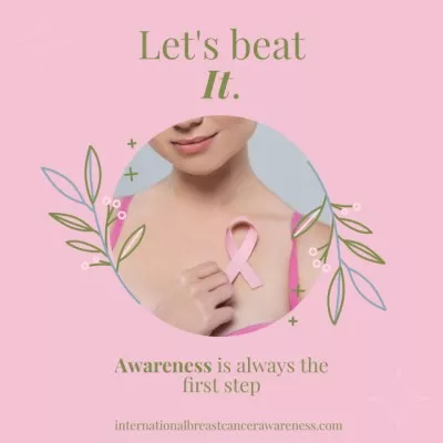 Breast Cancer Awareness with Pink Ribbon Instagram Posts