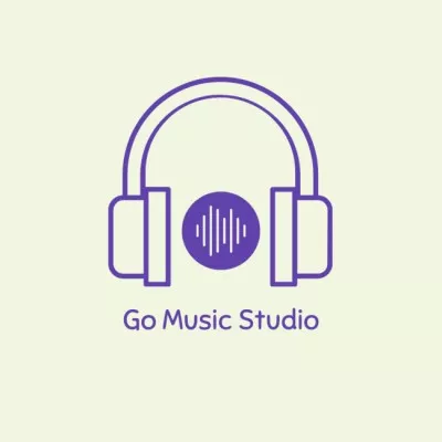 Music Studio Ads with Headphones Illustration Band Logo Maker