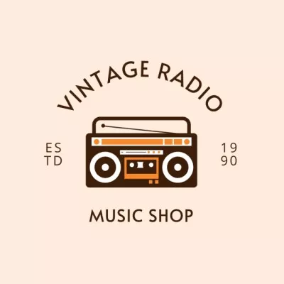 Advertisement for Vintage Music Store with Radio Band Logo Maker