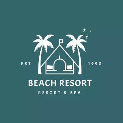 Beach Resort Club Advertisement Tree Logos