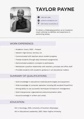Academic Coach Skills and Experience Resume Builder