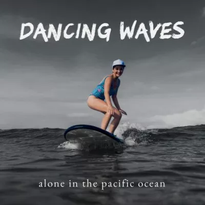 Beautiful Woman Surfing on Waves Album Covers