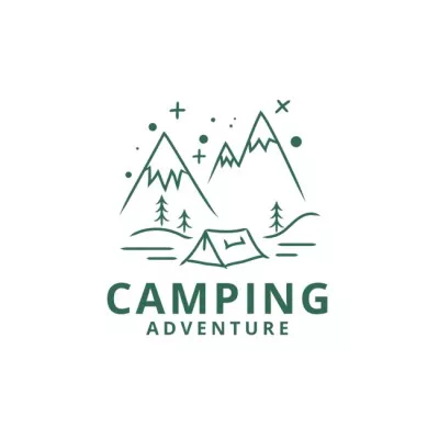 Tourist Tent Camping in Mountains  Mountain Logos