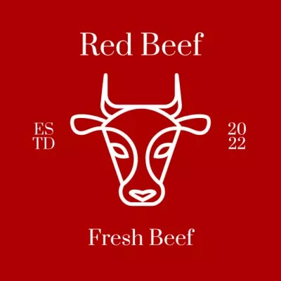 Bull Head Illustration in Red Farm Logos