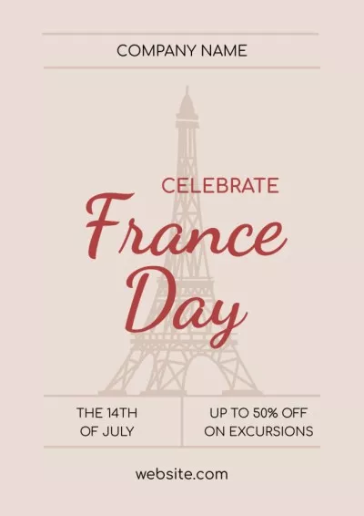 French National Day Celebration Announcement on Beige Vintage Posters