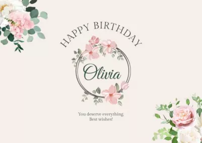 Happy Birthday Greeting with Pink Roses Birthday Cards
