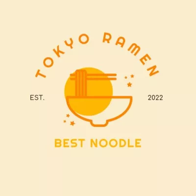 Restaurant Ad with Tasty Ramen Restaurant Logos