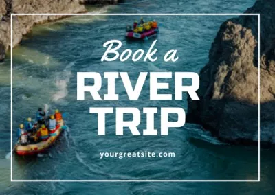 Rafting on Mountain River Postcards