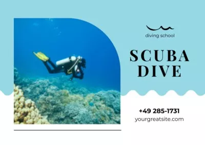 Scuba Dive School with Man near Reef Postcards