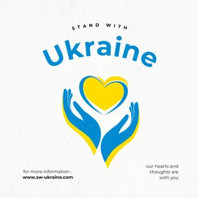Flag of Ukraine in Heart Shape and Praying Hands