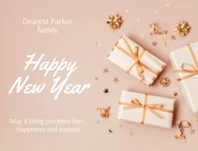 Cute New Year Greeting with Presents