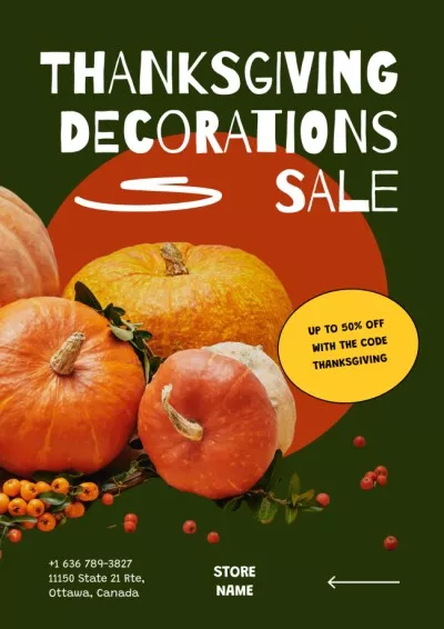 Decorative Pumpkins Sale on Thanksgiving Thanksgiving Posters