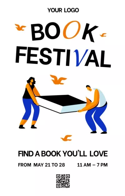 Book Festival Announcement With People Illustration Invitations