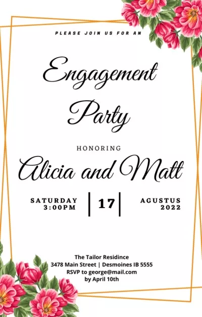 Engagement Announcement With Pink Flowers Engagement Invitations