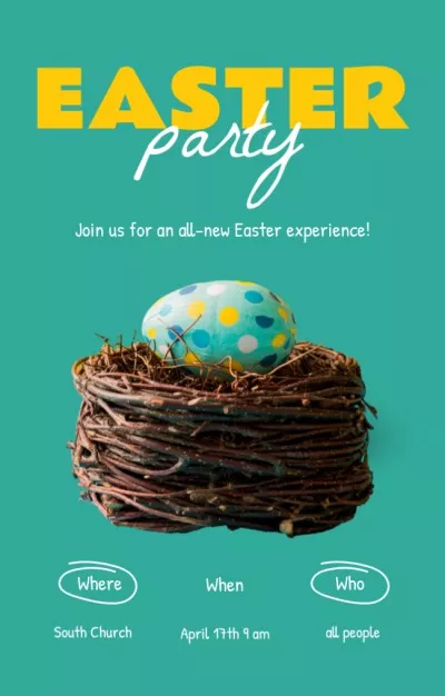 Easter Holiday Party Ad with Blue Egg Party Invitations