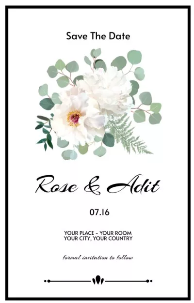 Save the Date with Flower Bouquet Engagement Invitations