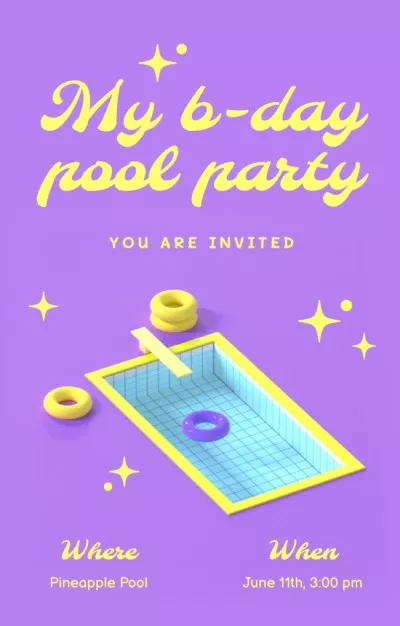 Birthday Pool Party Announcement