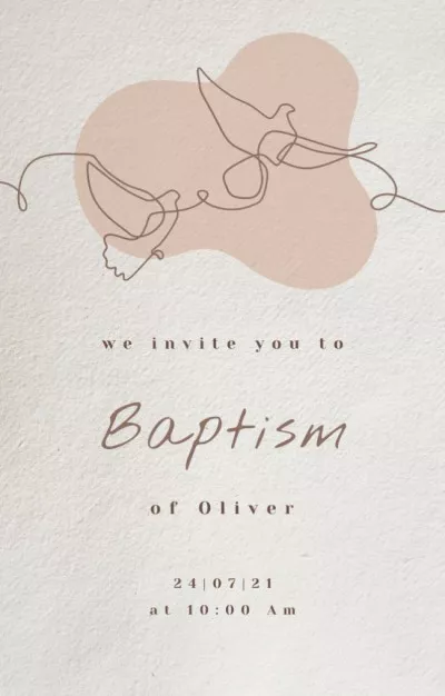 Child's Baptism Announcement With Pigeons Sketch Baptism Invitations