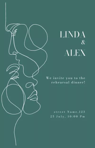 Wedding Day Announcement With Portraits Rehearsal Dinner Invitations