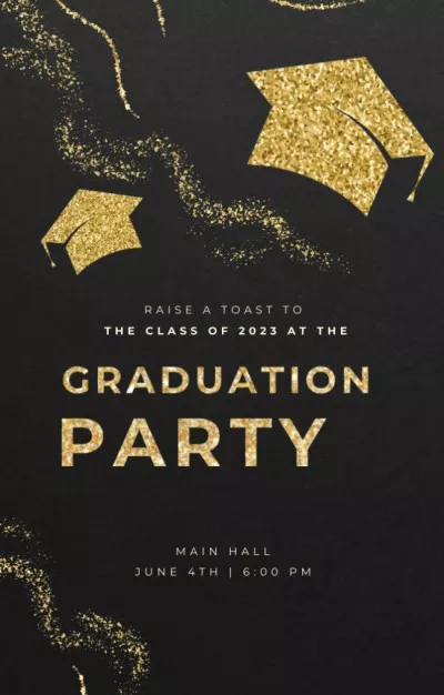 Graduation Party Announcement With Students' Hats Graduation Invitations