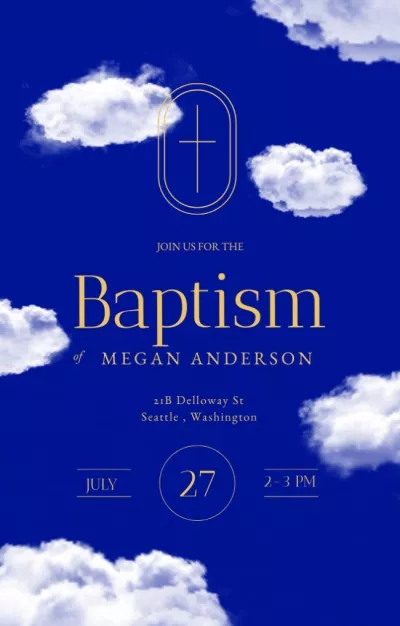 Baptism Ceremony Announcement with Clouds in Sky Baptism Invitations