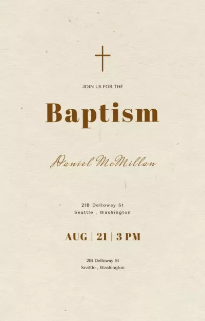 Baptism Ceremony Announcement With Christian Cross Baptism Invitations