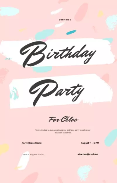 Birthday Surprise Party With Dress Code Birthday Invitations