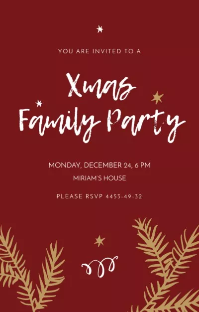 Christmas Family Party With Dinner Invitations