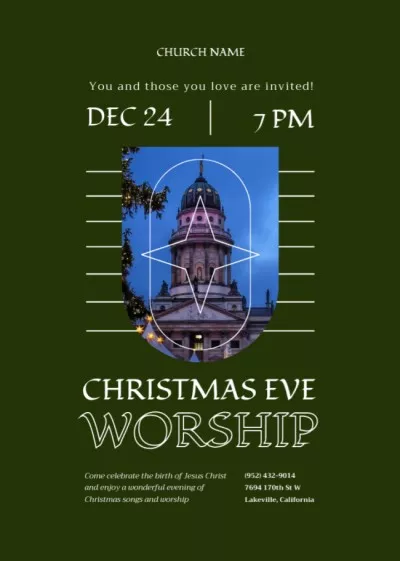 Christmas Eve Worship Announcement Invitations