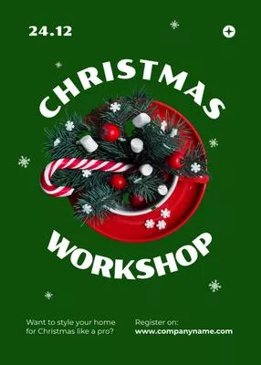 Christmas Workshop Announcement with Festive Decorations Invitations