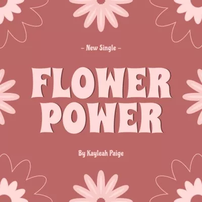 Flower Power in Pink With Pattern Spotify Playlist Cover