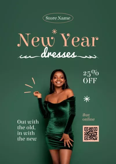 Woman in Festive Stunning Dress on New Year