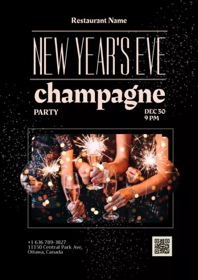 New Year Champagne Party Announcement Winter Posters