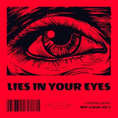 Black eye illustration,titles and graphic elements on red background Album Covers