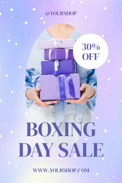 Stylish Violet Advertising Of A Boxing Day Sale